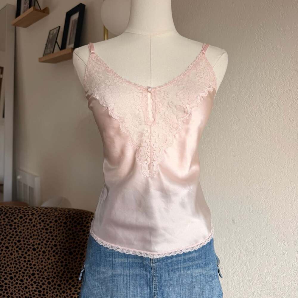 Maidenform Chantilly Camisole Size 34 Pink Lace Satin Top